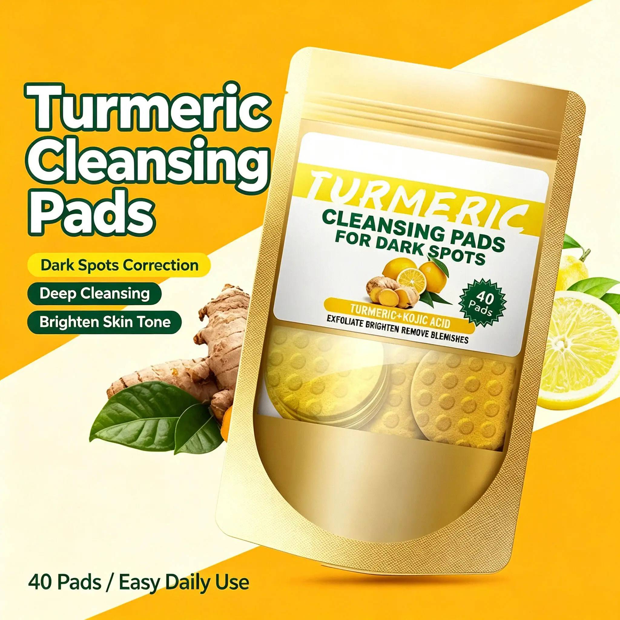 Turmeric Cleansing Pads for Dark Spots – 40 Pads