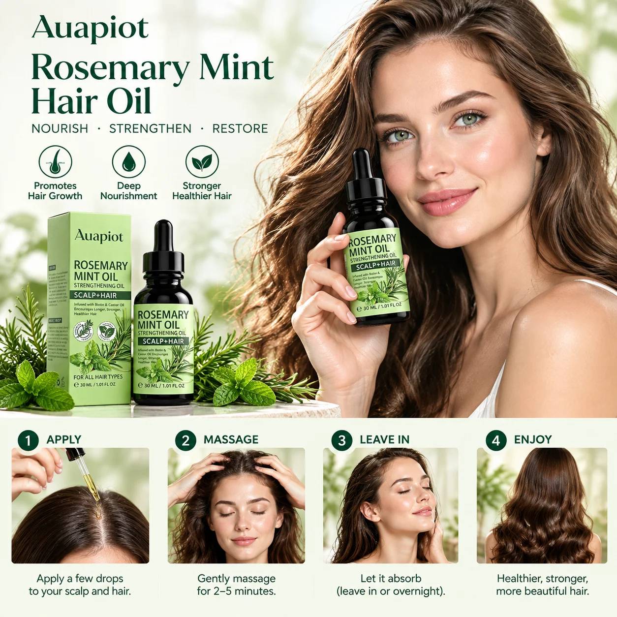 Rosemary Mint Scalp & Hair Oil with Biotin & Castor – 30 ml